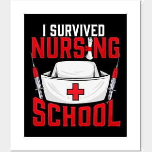 Cute I Survived Nursing School RN Graduation Posters and Art